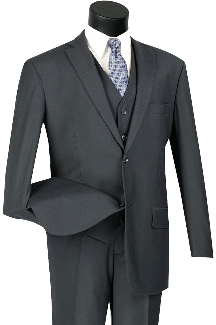 Mens 3 Button Vested Gangster Pinstripe 1920's Suit in Blue by Vinci