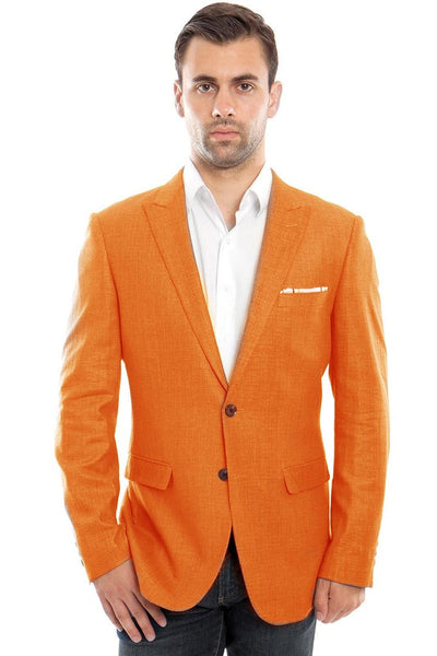 Men's Summer Linen Blazer in Vibrant Orange