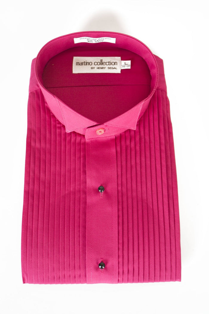 Gene Fuchsia Pleated Wingtip Tuxedo Shirt