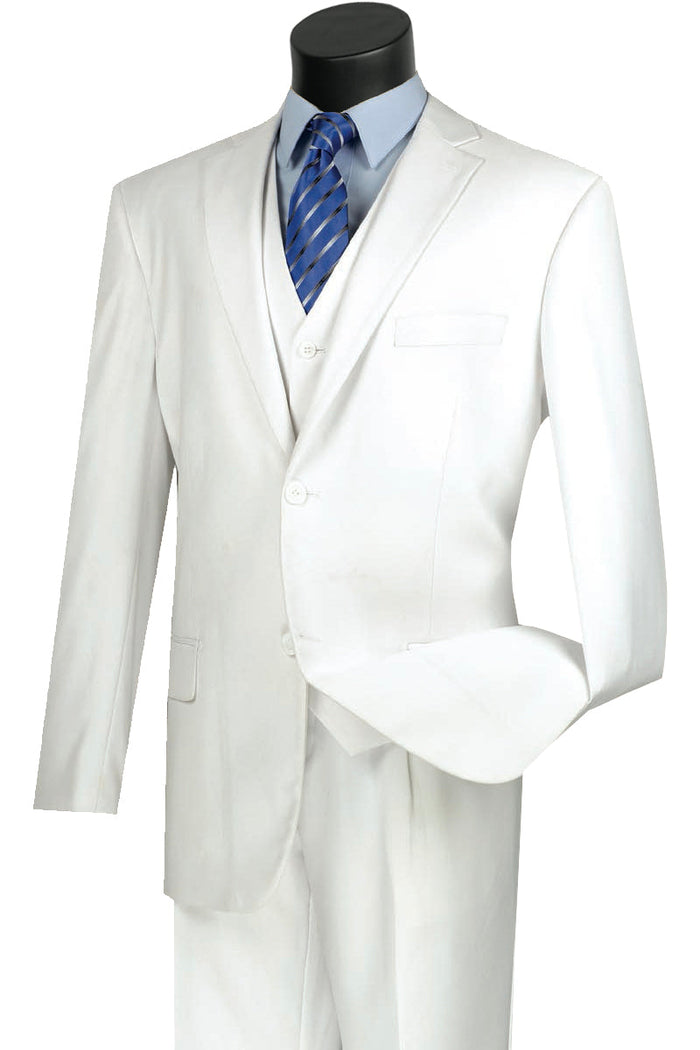 Mens Classic Fit Flat Front Vested Suit in Burgundy by Vinci