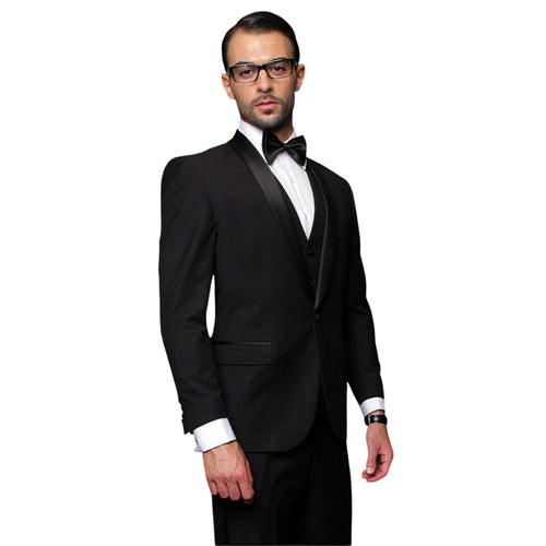 Men's Black Wool Shawl Lapel Tuxedo by Statement Suits