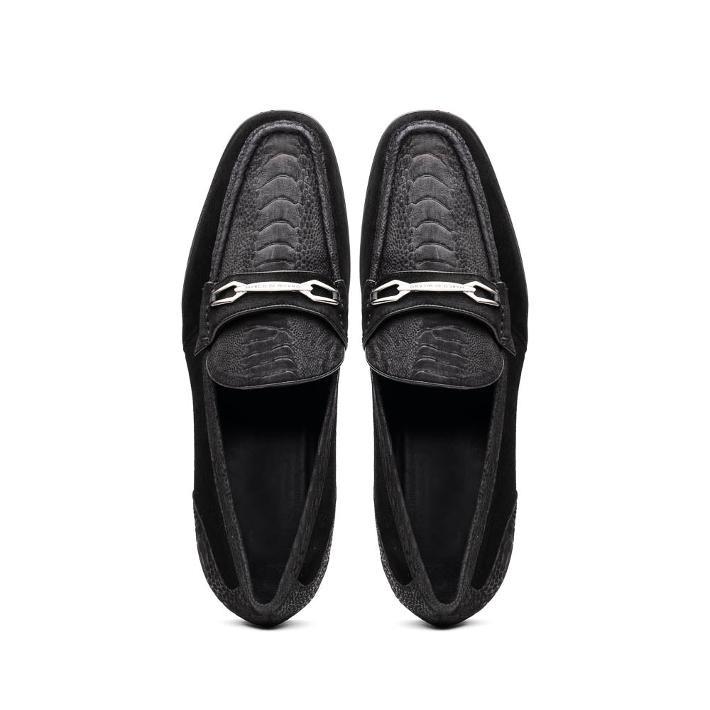 Marco Di Milano Hugo Sueded Ostrich Leg Bit Loafers Black