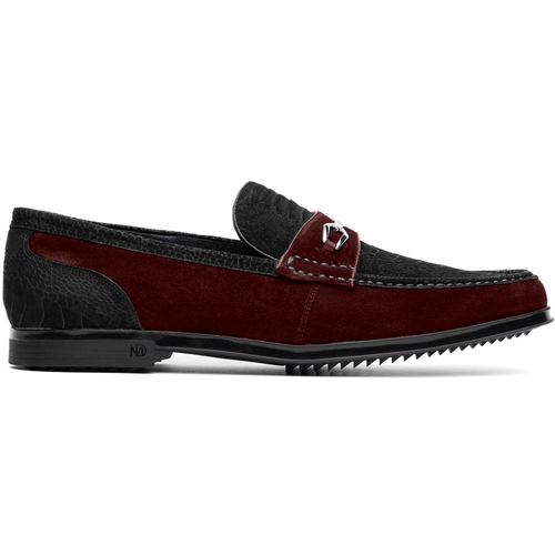Marco Di Milano Hugo Sueded Ostrich Leg Bit Loafers Black/Wine