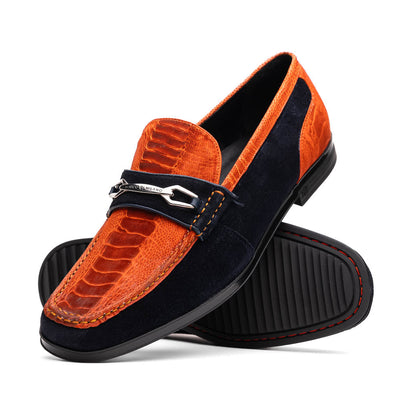 Marco Di Milano Hugo Orange Navy Leather Dress Shoe