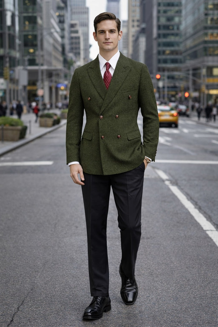 Mens Dark Green Winter Blazer - Hunter Sport Coat jacket Modern Fit 2 Buttons Style Notch by USA Men's Outlet