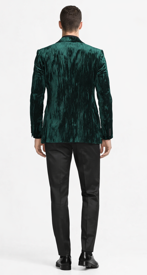 Hunter Green Pattern Tuxedo Jacket with Peak Lapel – Wedding & Prom