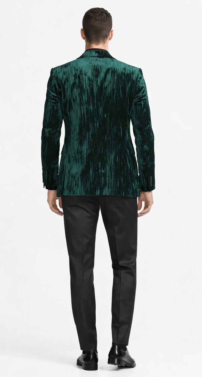 Hunter Green Pattern Tuxedo Jacket with Peak Lapel – Wedding & Prom