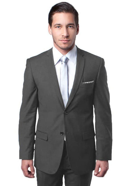 Men's Grey Slim Fit Wedding Suit by Tazio Suits