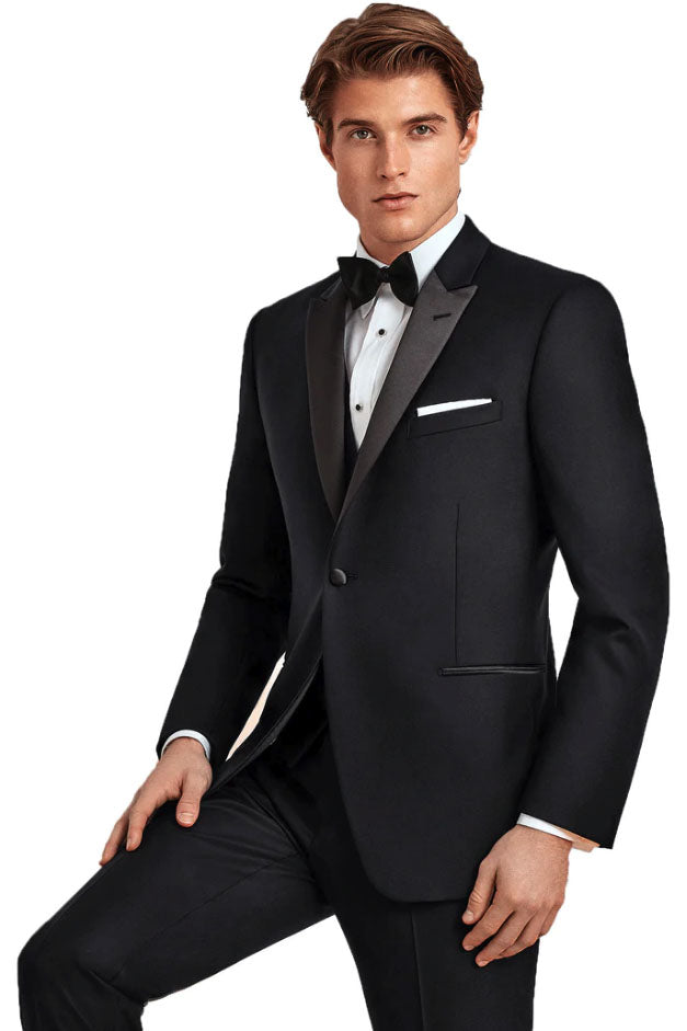 Evening Peak Black 1-Button Peak Tuxedo (2-Piece Set) by Ike Behar