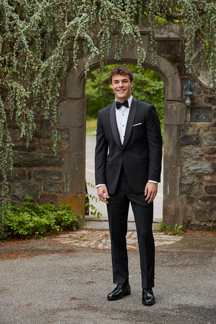 Evening Shawl Black 1-Button Shawl Tuxedo (2-Piece Set) by Ike Behar