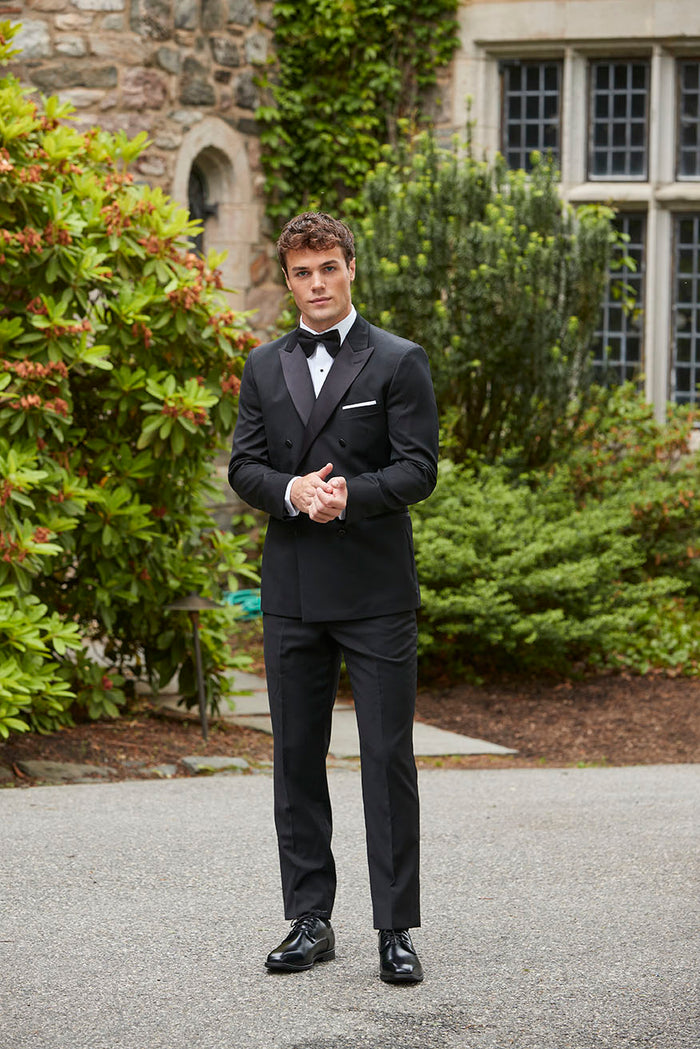 Evening Peak DB Black Peak Double-Breasted Tuxedo (2-Piece Set) by Ike Behar