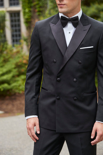 Evening Peak DB Black Peak Double-Breasted Tuxedo (2-Piece Set) by Ike Behar