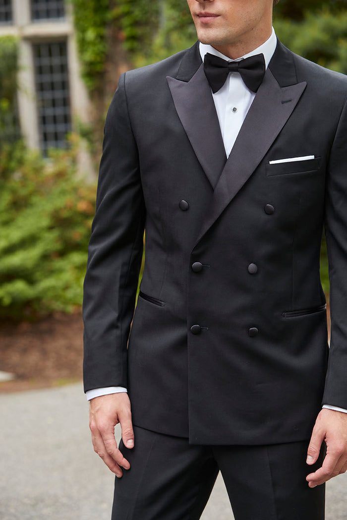 Evening Peak DB Black Peak Double-Breasted Tuxedo (2-Piece Set) by Ike Behar