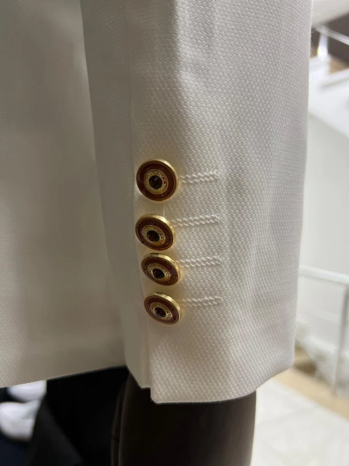 Men’s White Slim Fit Tuxedo with Burnt Orange Velvet Shawl Collar