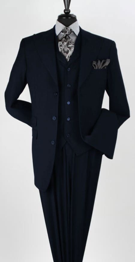 Mens Navy Vested Suits
