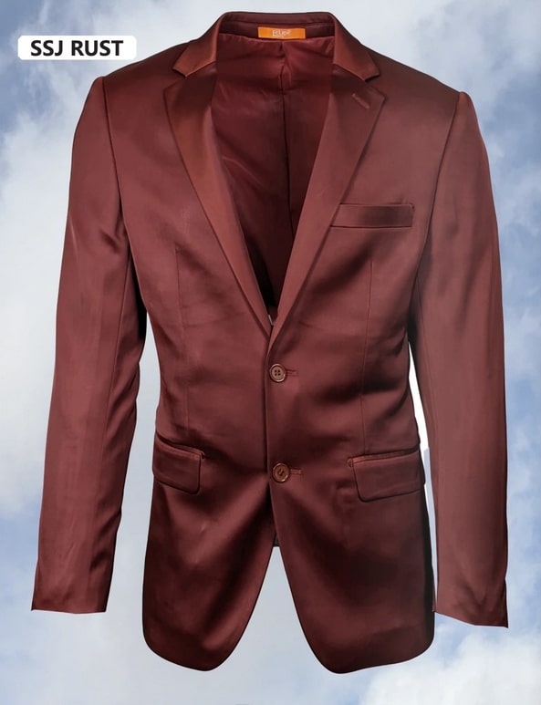 Mens Glossy Rust Formal Suit - Classic Two-Button Design by USA Men's Outlet