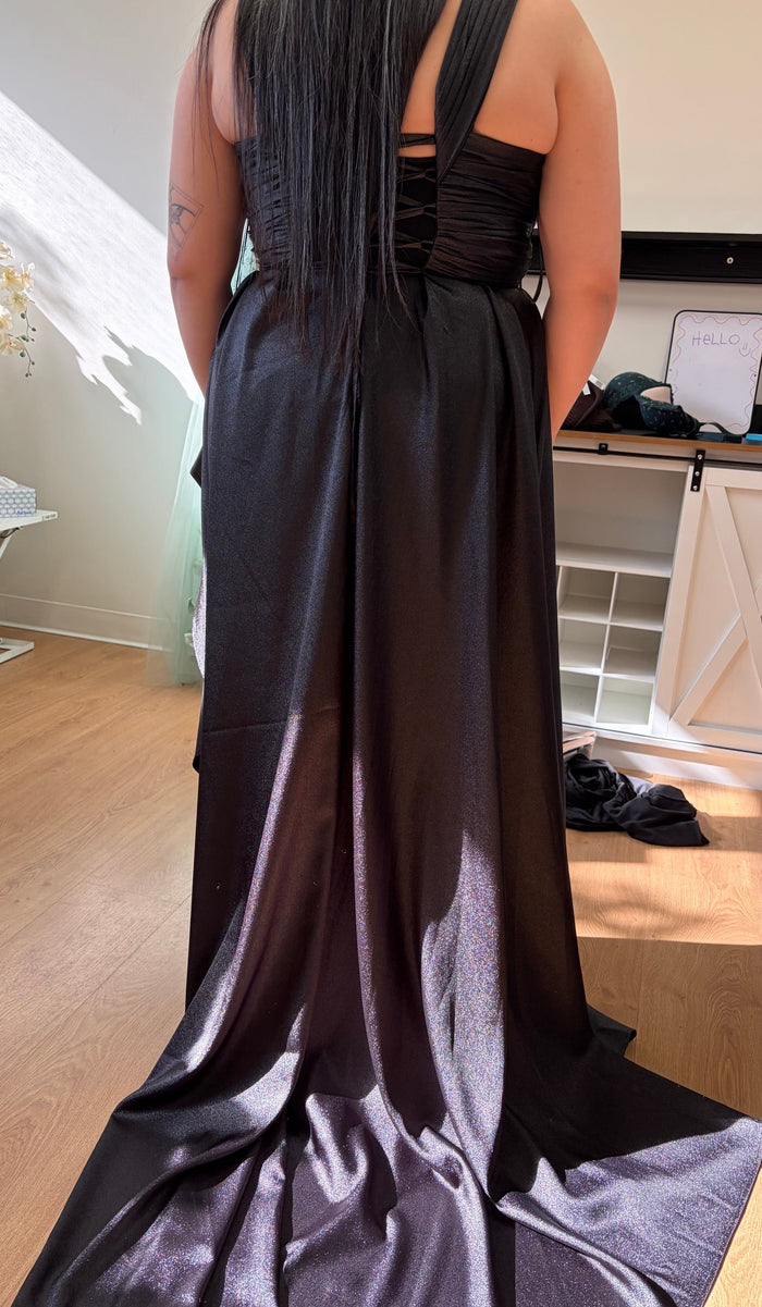 May Queen MQ2056 Off-Shoulder Taffeta Formal High Slit Long Gown