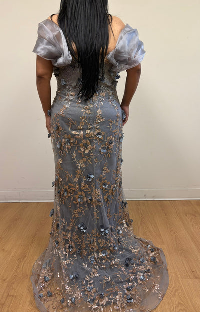 Charcoal/Gold Quinceanera Mom Dresses Mother of the Quince Gowns
