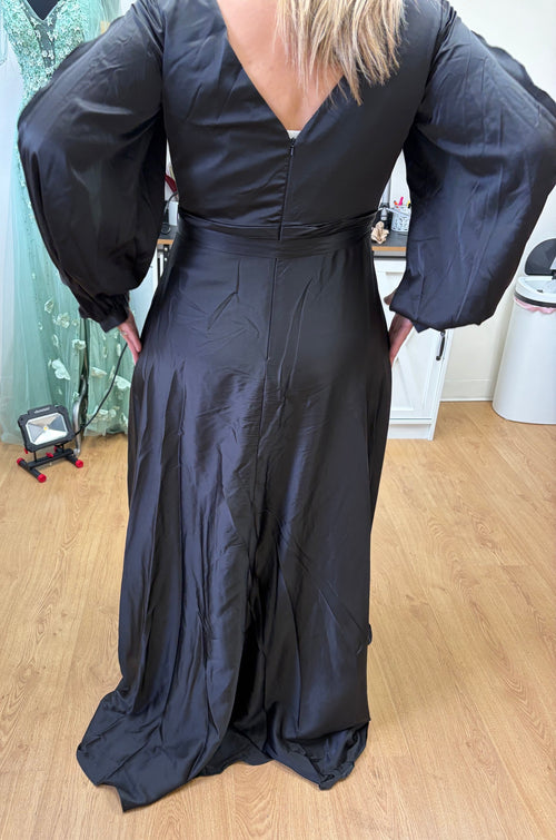 May Queen MQ1857 Split Long Sleeve High Slit Simple Evening Gown