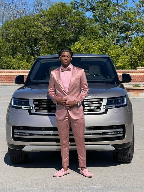 Men's Dusty Rose Sharkskin Vested Suit