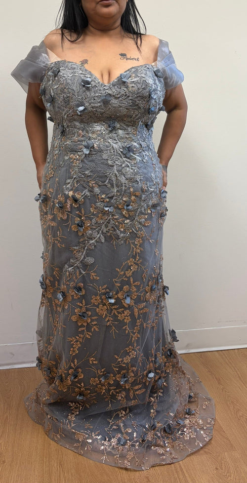 Charcoal/Gold Quinceanera Mom Dresses Mother of the Quince Gowns