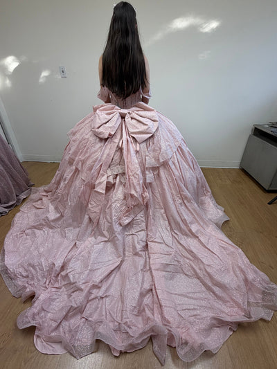 Layla K LK281 Off-Shoulder Ball Gown with Corset Bodice & Glitter Tulle Skirt