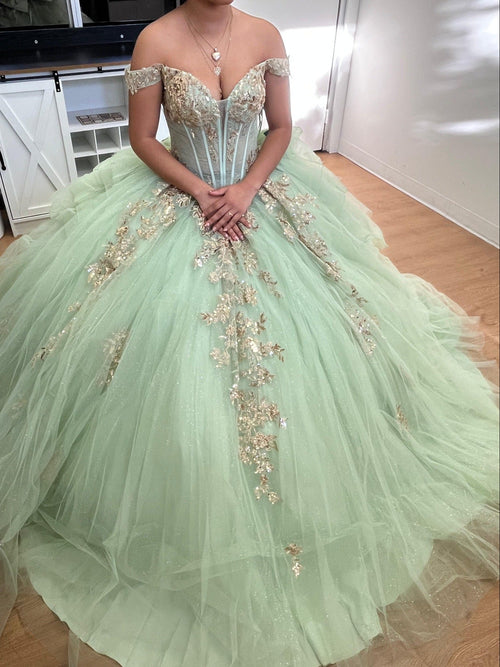 Quinceanera Dress Sweetheart Ruffles Sequin Prom Gown Germoso vestido - Vestidos de 15 años LK272