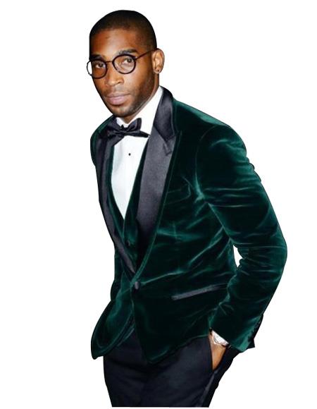 Men's Olive Hunter Green Velvet Tuxedo Jacket mensusain