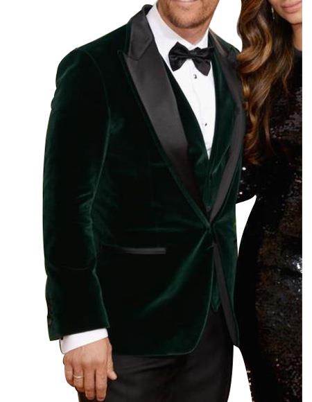 Men's Olive ~ Forest Green Velvet Tuxedo velour Blazer Jacket~ Sport coat mensusain