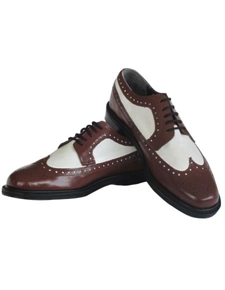 Groom Wedding Shoes - Tuxedo Shoes in Brown and White