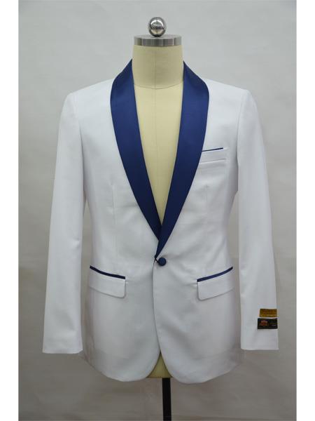 Men's Blazer White ~ NavyBlue Tuxedo Dinner Jacket and Blazer Two Toned by Usamensoutlet