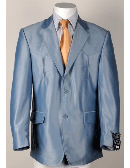 Men's flashy looking Western Light Blue Blazer by mensusain