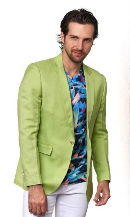 Men's Linen Blazer - Mint mensusain