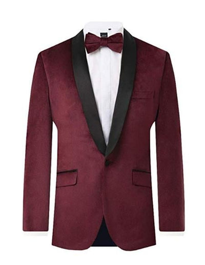 Men's Burgundy Regular Fit Contrast Shawl Lapel Men's blazer mensusain