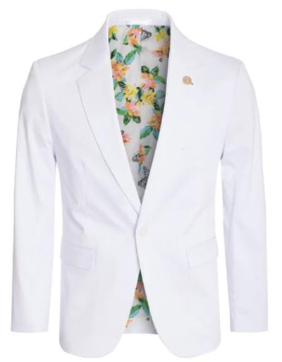 Men's Cotton Stretch Slim Fit Blazer White