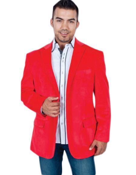 Red velour Men's blazer Jacket for Men by mensusain