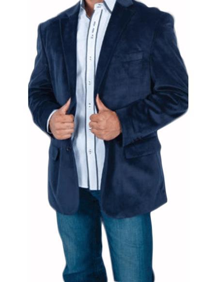 Navy Blue Velvet Cheap Priced Unique Dress velour Men's blazer Jacket For Men Sale for Men by mensusain