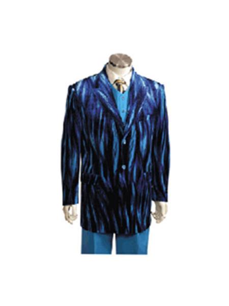 Men's Entertainer Blue Velvet Sparkly Cool Zebra Print Suit w Vest Bold Gangester velour Men's blazer Jacket by mensitalyin