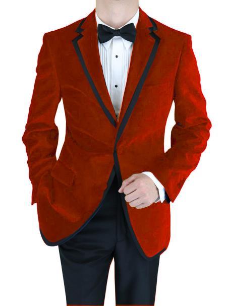 Velvet Velour Men's blazer Formal Tuxedo Sport Coat Two Tone Trimming Notch Collar by mensusain