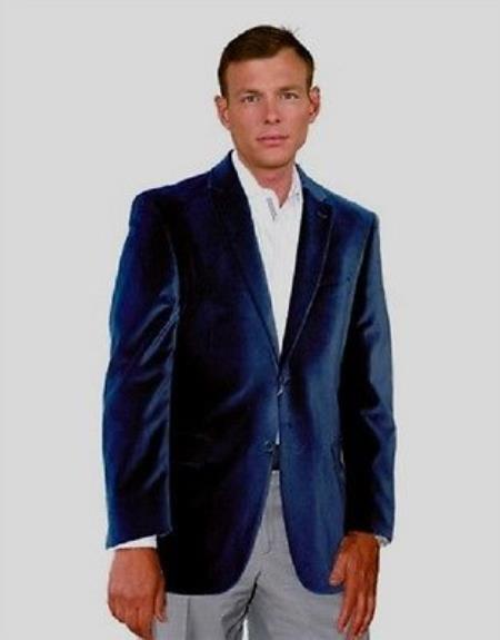 velour Men's blazer Jacket Sport Jacket For Men Navy by mensusain