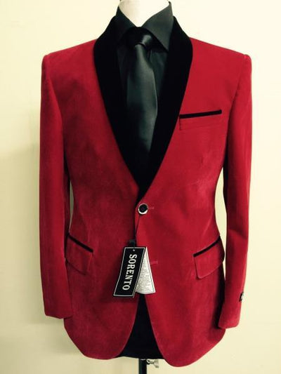 Velour Men's blazer Jacket Men's Red Velvet ~ Tuxedo Black Lapeled