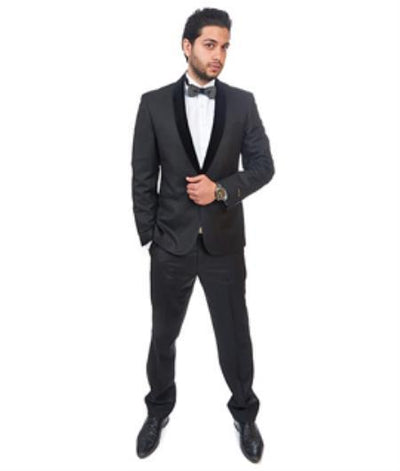 Men's Black Slim Fit Collar Imported Blazer Jacket