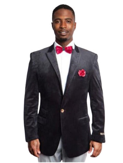 Men's Black Fashion Peak Lapel Velvet Sport Coat velour Men's blazer Jacket by mensitalyin