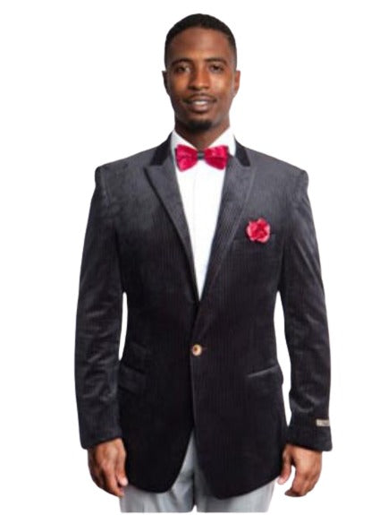 Men's Black Fashion Peak Lapel Velvet Sport Coat velour Men's blazer Jacket by mensitalyin
