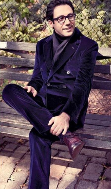 Men's Velvet Suit Double Breasted Suit Available in Black & Red & Dark Navy Blue Suit For Men & Brown - Slim Fitted by mensusain