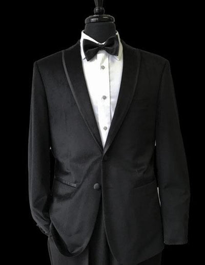 Men's 2 Buttons Black Trimmed Lapel Velvet Tuxedo Jacket by mensitalyin