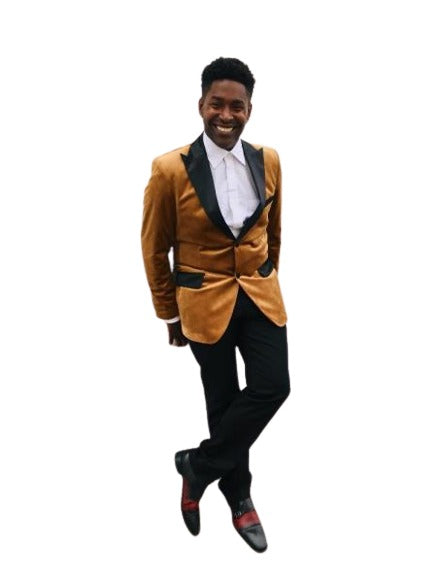 Men's Rust ~ Copper Light Brown Velvet Fabric Tuxedo velour Men's blazer Jacket Sport Coat + Matching Bowtie by Menssuitsatlantain