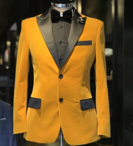 Velvet Tuxedo velour Men's blazer Jacket + Gold by mensusain