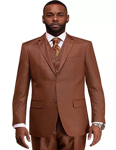 Men's Rust 2 Button Sharkskin Mini Pin Dot Pattern With Settle Sheen Suit by Menssuitsatlantain