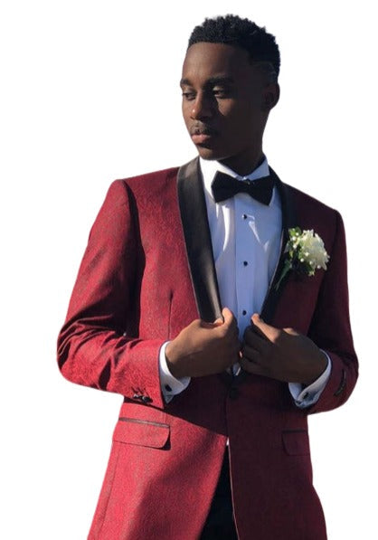Sport coat Slim Fit Tuxedo Looking Sport Coat Burgundy by menssuitsatlantain